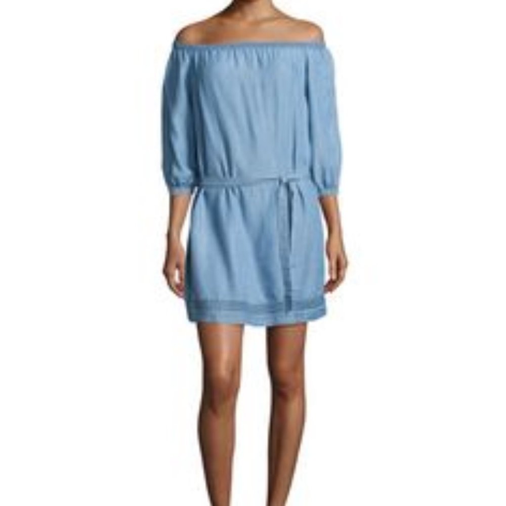 NEW Paige Beatrice Off-the-shoulder Chambray Dress